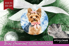 Yorkshire Terrier Dog Ornament PNG Blue Toile PNG Product Image 1