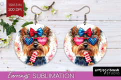 Yorkshire Terrier Dog Round Earrings 4th Of July PNG Product Image 1