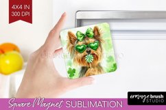 Yorkshire Terrier St. Patricks Day Dog Magnet Sublimation Product Image 1
