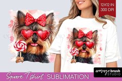 Yorkshire Terrier Valentine Square Tshirt Background Day PNG Product Image 1