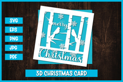 Merry Christmas Greeting Paper Cut Card I Christmas Card SVG Product Image 1