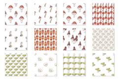 Illustration in hand draw style. Honey mushrooms. Seamless Product Image 3