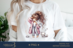 Funny Girl Early Morning PNG | Less Talk More Coffee PNG Product Image 1