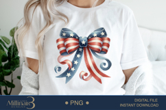 Coquette Bow USA Flag PNG | Girly 4th of July PNG for Tees Product Image 1
