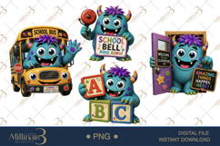 Halloween School Supply Monsters PNG Bundle, 4 Cute Pencil Product Image 1
