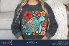 Boho Floral Sea Turtle Watercolor PNG | Ocean Animal Clipart Product Image 4