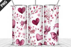 Pink Bow 20oz Tumbler Design| Valentine&#039;s Day Tumbler Wrap Product Image 1
