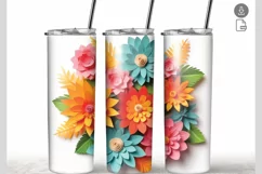 3D Flowers 20 oz Skinny Tumbler full wrap Product Image 1