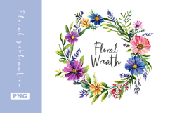 Watercolor Lovely Wildflower Wreath Clipart Product Image 1