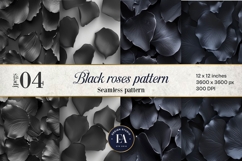 Black Rose Petals Pattern digital papers | Roses pattern Product Image 1