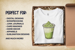 Coconut Matcha Latte Clipart Bundle 4 PNG Product Image 2