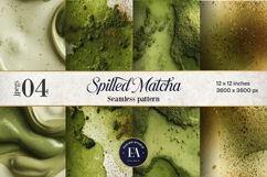 Spilled Matcha Texture, Green Abstract Liquid Digital Paper Product Image 1