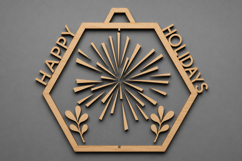 Happy Holidays Wooden Sunburst Ornament Product Image 1