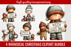 4 Whimsical Christmas Clipart | Cute Festive Holiday PNG Product Image 1