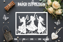 Dancing women Paper Cut Card, 5x7 Paper cut Product Image 1