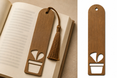 Minimalist Wooden Plant Pot Bookmark with Tassel for Book Product Image 1