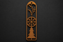 Berry Branch and Snowflake Wooden Bookmark with Evergreen Product Image 1