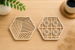 Hexagon Geometric Coaster Laser Cut Files Product Image 1