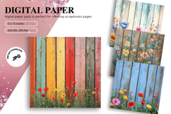 Wooden Floral Background Wood Flower Vintage Wallpaper Product Image 1