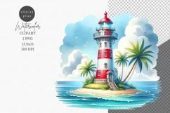 Summer clipart, Lighthouse clipart, Holiday clipart, Product Image 1