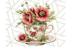Vintage Floral Teacup Clipart PNG, Blooming Teacups Clip Art Product Image 2