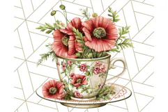 Vintage Floral Teacup Clipart PNG, Blooming Teacups Clip Art Product Image 2