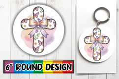 Radiant Circle Car Coasters PNG, Cross and Bow Product Image 1