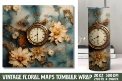 Vintage Floral Maps Tumbler Wrap Product Image 1