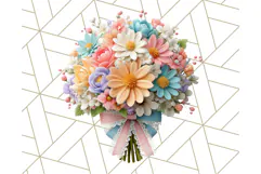 Pastel Flower Bouquet PNG Clipart, Elegant Floral Art Product Image 2