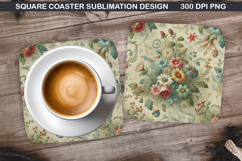 Flowers Coaster Sublimation, Spring Flowers Coaster PNG Product Image 1