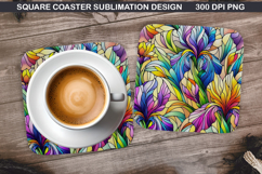 Flowers Coaster Sublimation, Spring Flowers Coaster PNG Product Image 1