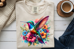 Vibrant Hummingbird PNG, Colorful Botanical Sublimation Product Image 9