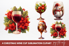 Christmas Wine Cup Sublimation Clipart Product Image 1