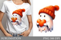 Cute Ghost Sublimation. Cute Ghost T-Shirt Sublimation Product Image 1