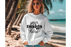 Gildan 18000 White summer Sweatshirt Mockup Product Image 1