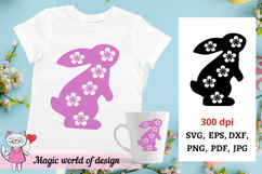 Rabbit Svg, Easter Bunny svg, Floral rabbit svg Product Image 1