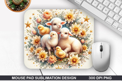 Lambs Mouse Pad Sublimation, Animals Mouse Pad PNG Design Product Image 1