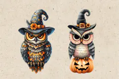 Watercolor Halloween Owls. PNG sublimation Product Image 2