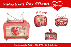 Valentine Retro Love Radio Clipart PNG Product Image 1