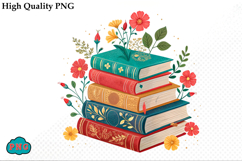 Watercolor Floral Books Clipart PNG Bundle Product Image 7