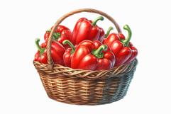 Plastic Bag of Red Bell Peppers Watercolor Vegetable PNG Product Image 1