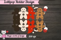 Gingerbread man in Santa hat lollipop Holder svg, papercut Product Image 4