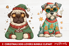 2 Christmas Dog Lovers Clipart | Festive Holiday Puppy PNG Product Image 1