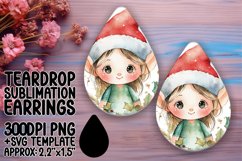 Whimsical Teardrop Earrings Sublimation Art , Christmas Wate Product Image 1