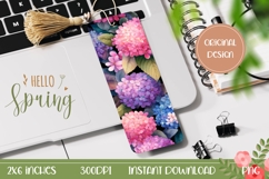 Pink Hydrangea Bookmark Design, Floral Bookmark Template Product Image 1