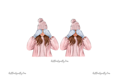 Cozy Girl with Mittens PNG Set, Winter Woman Illustration Product Image 9