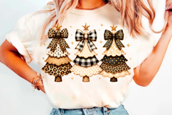 Leopard Plaid Christmas Tree Trio PNG Product Image 1