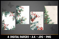 4 Vintage Christmas Floral Digital Papers I Junk Journal Product Image 2