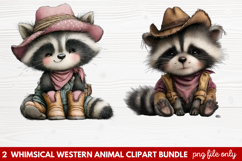 2 Whimsical Western Animal Clipart | Cute Cowboy Animals PNG Product Image 1