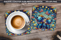Elephant Coaster Sublimation, 4th Of July Coaster PNG Product Image 1
